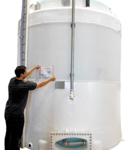 Safety Signage Being Placed on Large Tank